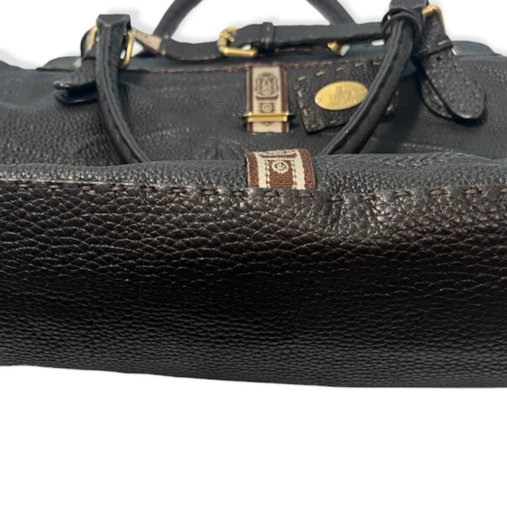 FENDI Vintage Brown Selleria Leather Large Tote Bag - Picture 5 of 17